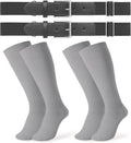 JASGOOD 2 Pack Baseball Socks and Belt Combo Set Softball Socks and Belts Elastic Waist Belt for Youth and Adult Boys