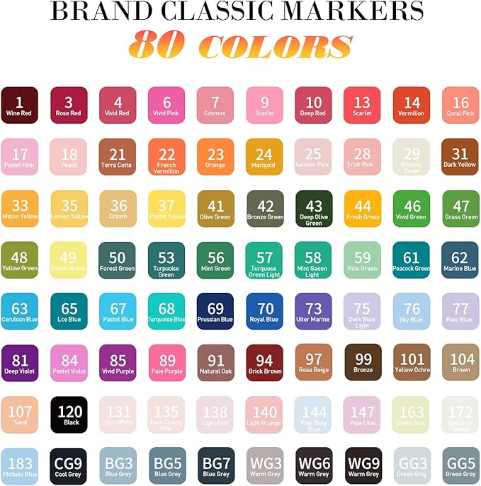 Alcohol Markers, 80 Colors Dual Brush Tip Permanent Art Markers, Coloring Marker - Image 4