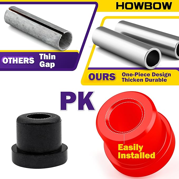 Club Car DS Front & Rear Leaf Spring Bushing Kit, Golf Cart Leaf Spring Polyurethane Bushing and Sleeves for 1981-Up DS, Upgraded Red GolfCart Suspension Shackle Parts OE Replaces 1012303 1015583
