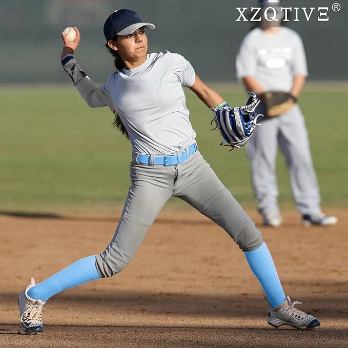 XZQTIVE Baseball Softball Socks and Baseball Softball Belt Combo Set Knee-High Soccer Socks for Kids Youth Adult