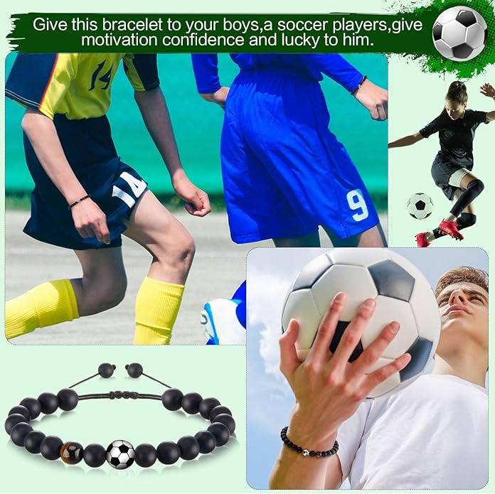 12 Set Sport Adjustable Beaded Bracelets Gifts Football Softball Soccer Volleyball Golf Basketball Hockey Bracelets for Women Men Adjustable Beaded Accessories