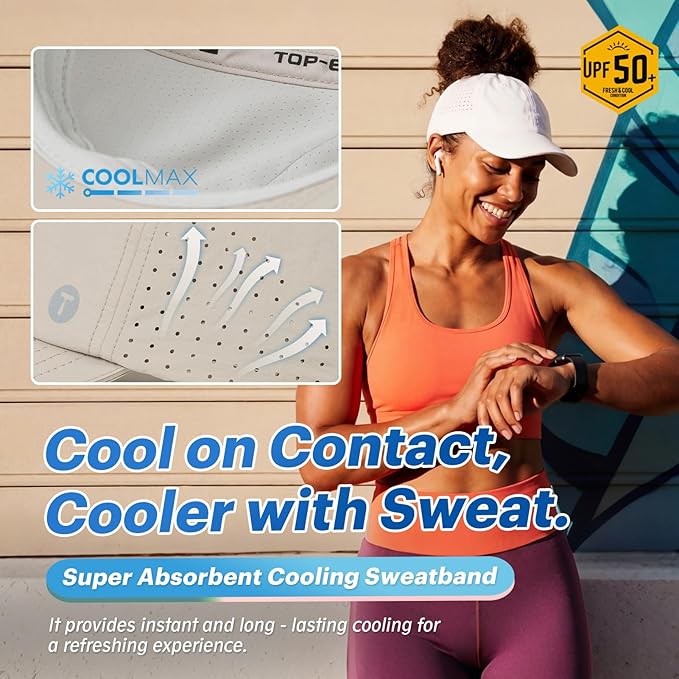TOP-EX UVCOOLIX™ Cooling High Ponytail Everyday Sports Hat for Women, Breathable Running Golf Walking, UPF 50+ Foldable