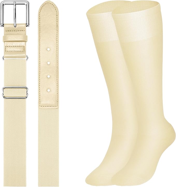 XZQTIVE Baseball Softball Socks and Baseball Softball Belt Combo Set Knee-High Soccer Socks for Kids Youth Adult