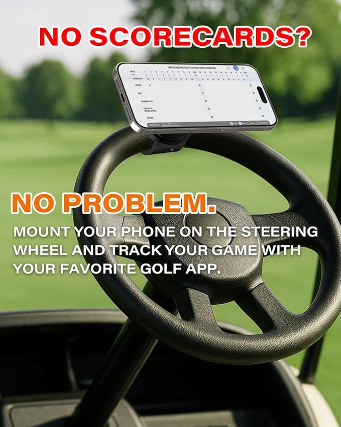 A2C Golf Gifts for Men 3-in-1 Magnetic Phone Holder for Golf Cart, Push Cart, Steering Wheel Phone Mount, Golf Cart Accessories for EZGO, Club Car, Yamaha, Icon, Golfers Essentials for Men Dad Husband