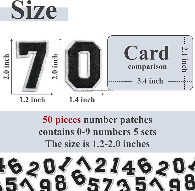 Number Iron On Patches, Numbers 0-9 Embroidery Applique Patch, DIY Decorative - Image 2
