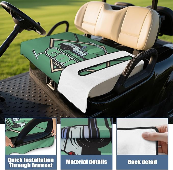 Golf Cart Seat Covers, Golf Cart Seat Towel Blanket for 2-Seat Golf Carts, Breathable Golf Cart Seat Cushions Golf Club Car Accessories 51'' x 31''