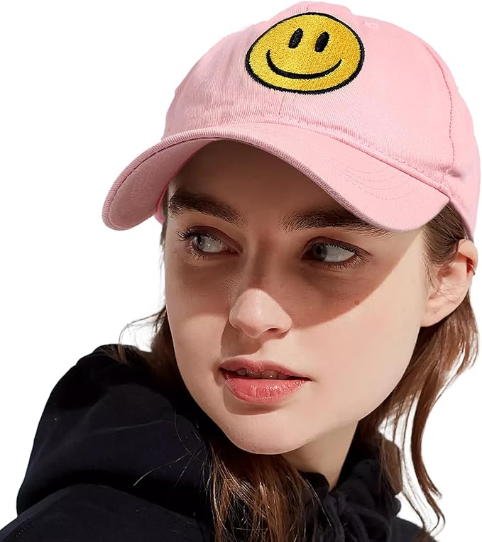 Smile Face Baseball Cap for Women Men Cute Baseball Caps Unstructured Cotton Dad Hat