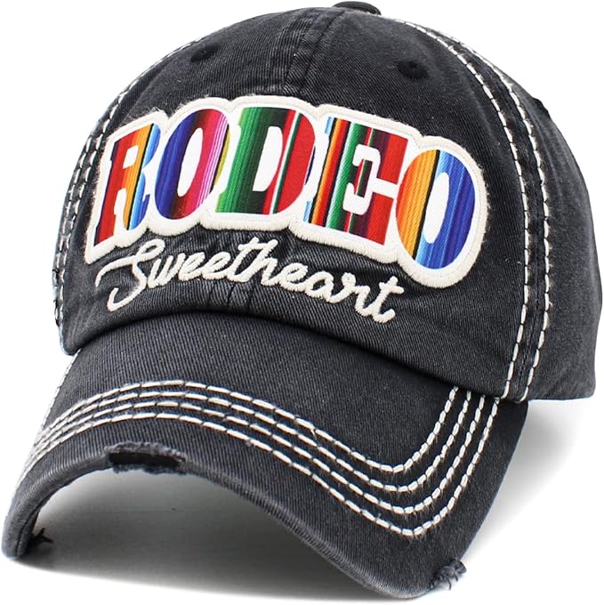 Funky Junque Distressed Vintage Baseball Cap - Embroidered Patch Women's Hat - Holiday, Lifestyle & Patriotic Designs