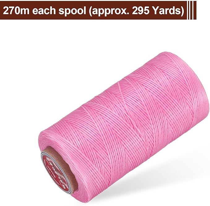 uxcell Flat Leather Sewing Waxed Thread, 270m / 295 Yards Polyester Wax String - Image 3