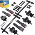 4 Passenger Golf Cart Seat Belt Bracket Kit Universal for Yamaha, EZGO, Club Car Golf Cart with 2+2 Flip Rear Seat, Retractable Seatbelts Max Length 42 Inches