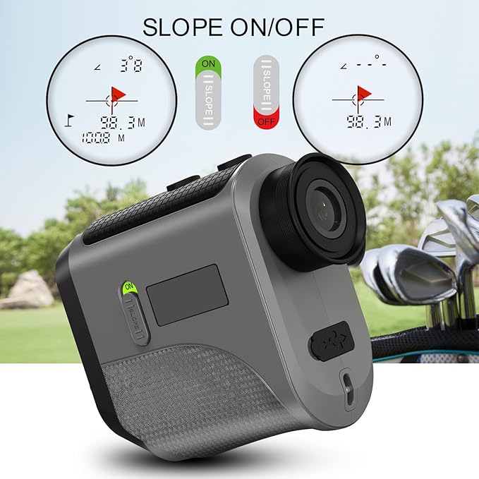 1200Yards Range Finder Golf with Slope, 7X Magnification Range Finder, Lightweight Portable Rechargeable Rangefinder, Flag Lock Vibration, Switch for Legal, Range Finders for Hunt Golf Accessory(Grey)
