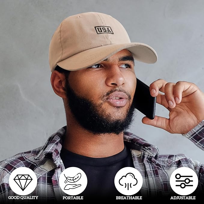 American Flag Patriotic Baseball Cap | Embroidered USA Flag 100% Cotton Adjustable Hat for Men & Women