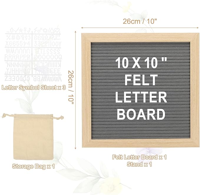 PATIKIL Felt Letter Board, 10x10Inches Gray Wooden Changeable Message Board - Image 2