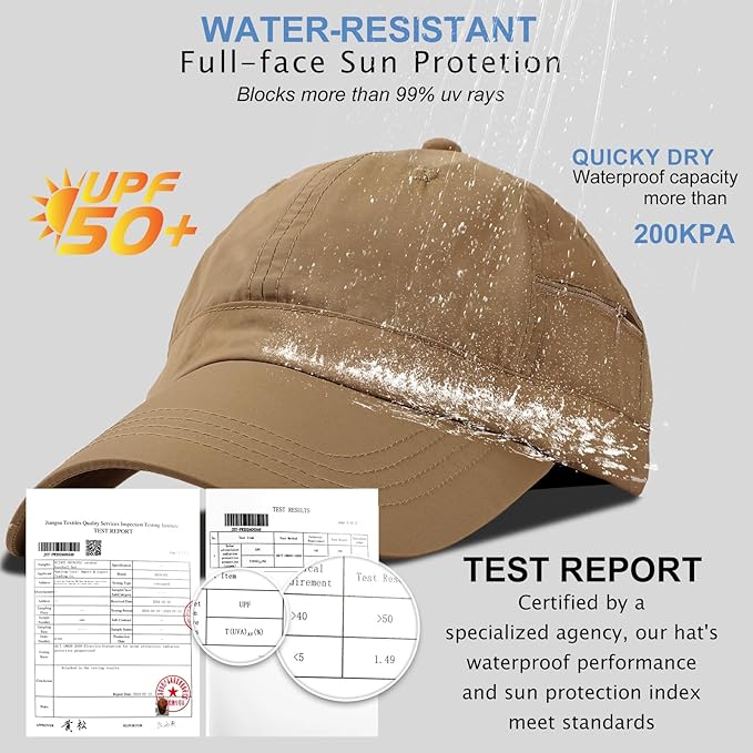 Mens Water-Resistant Baseball Cap Womens Rain Hat Foldable Outdoor Running Sun Fishing hat