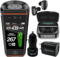 Bushnell Wingman HD View Golf Speaker, 3.5" Touchscreen, GPS Distances, Premium 360° Audio, Waterproof Design, Magnetic Cart Mount with Wearable4U Black Earbuds & Car/Wall Chargers Bundle