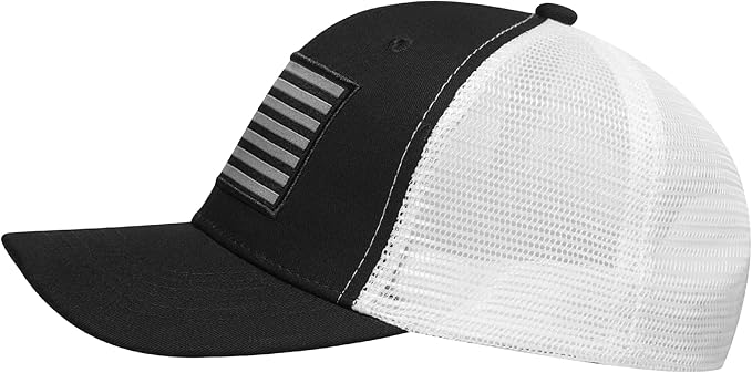 American Flag Trucker Hat, Patriotic Baseball Cap for Men & Women, Breathable Mesh Adjustable Snapback, USA Flag Patch