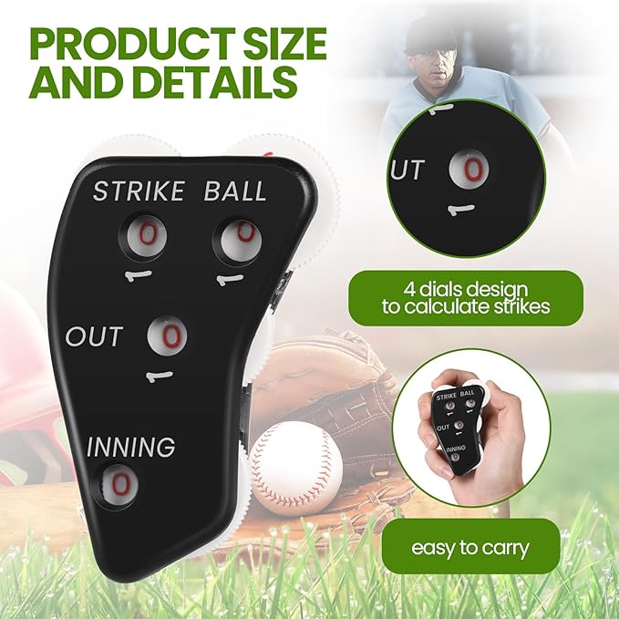 6 Pcs Baseball/Softball Umpire Accessories Set Including Umpire Shirt Hat Indicator Brush Ball Bag for Men Referee