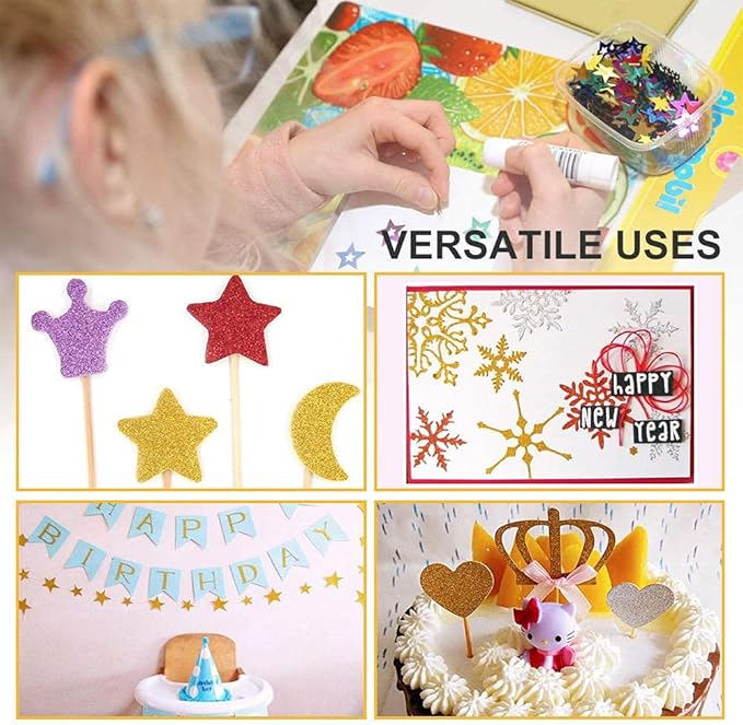 UCEC Glitter Cardstock Paper, 50 Sheets 10 Colors, 8.3 x 11.7 Inch - Image 7