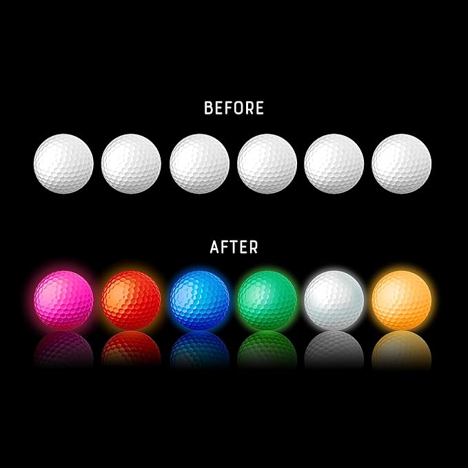 Premium LED Night Golf Balls - Set of 6 - Ultra Bright Glow for Enhanced Nighttime Play, Durable Light-Up Golf Balls for Evening Games, USA Owned Business