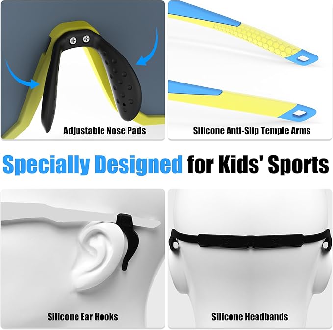 X-TIGER Kids Sunglasses Polarized Youth Baseball Sunglasses for 8-14 boys girls UV400 Sports Softball Cycling Glasses