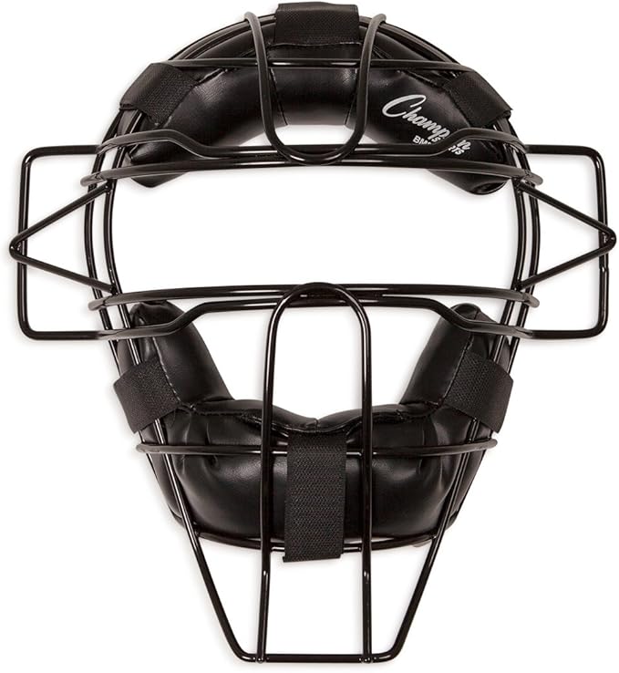 Champion Sports Pro Baseball Adult Mask - Umpires and Catchers - Extra Protection - Extended Guards - Adjustable Harness Baseball Mask - Adult Size,Black