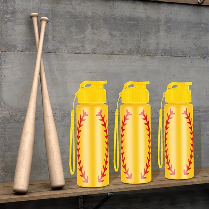 Olgaa 16 Pcs Softball Water Bottle Bulk 20 oz Softball Reusable Water Drink Bottles Sports Soft ball Accessories for Party Favor Players Lovers Team Gifts