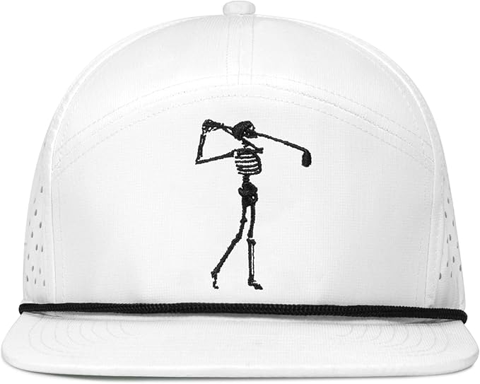 Bamveio Funny Golf Hats Flat Bill for Men Women,Golf Gifts Skull Baseball Cap for Adults Humor