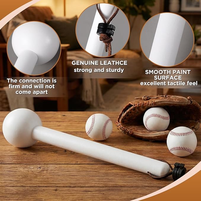 Hollowfly Baseball & Softball Glove Mallet-12 Inch Wooden Hammer with Leather Rope, Durable Glove Pocket Break-in Tool