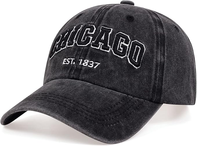 Chicago Hat for Men Women 3D Embroidery Vintage City Dad Hats Baseball Cap
