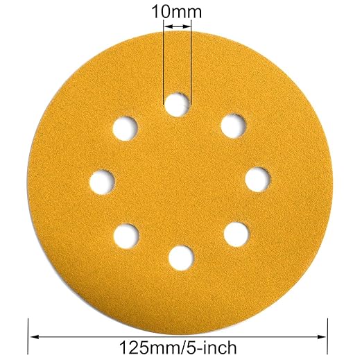 5-Inch 8-Hole Hook and Loop Sanding Discs 220-Grit Random Orbit Sandpaper - Image 6