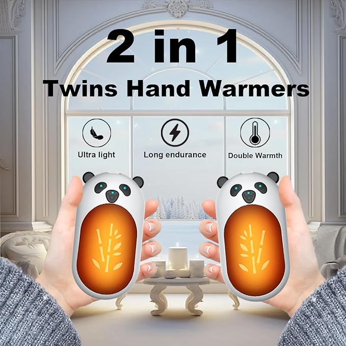 ‎Hand Warmers 2 Pack,Hand Warmers Rechargeable 6000mAh 20Hrs Long Safe Heat AI Smart Chips,Portable Pocket Heater,Gifts for Birthday,Outdoor,Golf,Hunting,Camping Accessories