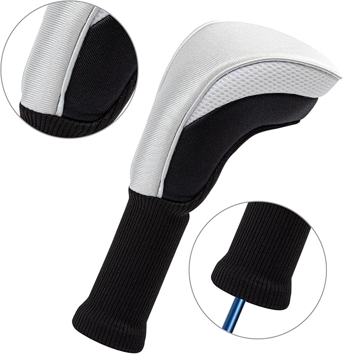 Golf Club Head Covers for Woods 3/4/5/6 Pieces Long Neck Mesh Sports Golf Club Headcovers Set with Interchangeable No. Tags 3 4 5 6 7 X Golf Accessories for Men Women
