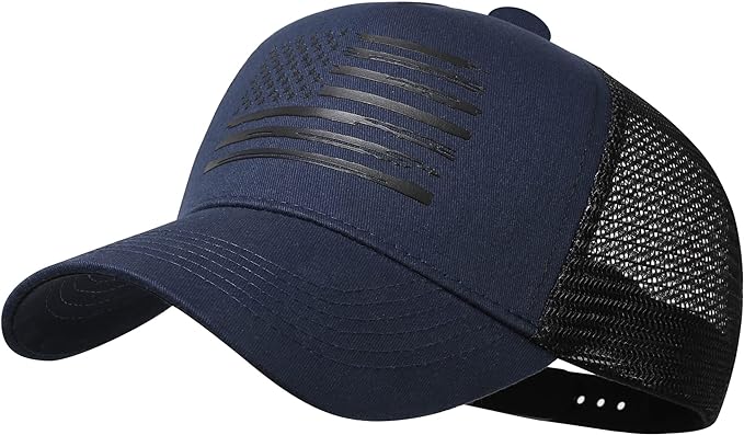 Baseball Cap, American Flag Trucker Hat for Men Women, Breathable Adjustable Fit Outdoor Mesh Snapback Hats