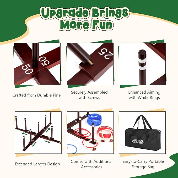 Peradix Ring Toss Game for Kids, Indoor Outdoor Fun Holiday Lawn Yard Game for - Image 4
