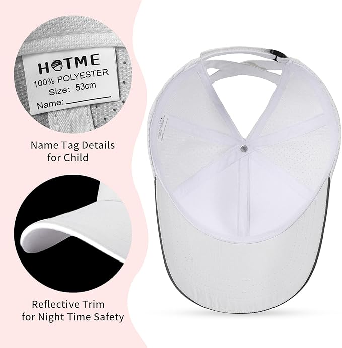 Little Girls Criss Cross Ponytail Hat Toddler Reflective Baseball Cap Kids Quick Dry Summer Sports Hats Age 3-8