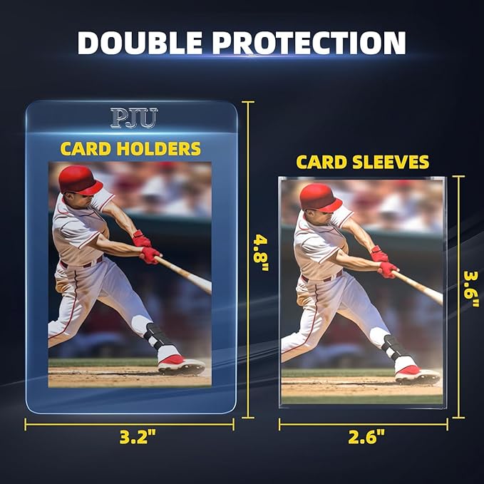 100ct Semi Rigid Card Holders & 100ct Card Sleeves for PSA, SGC, BGS, CSG Graded Card Submissions, Semi Rigid Baseball Cards Sleeves Protectors, PSA Graded Trading Cards Sleeve