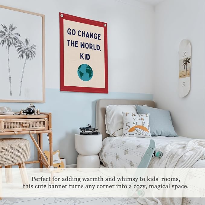 Classroom Decor, Motivational Wall Decor, Go Change the World Kid Linen Canvas - Image 4