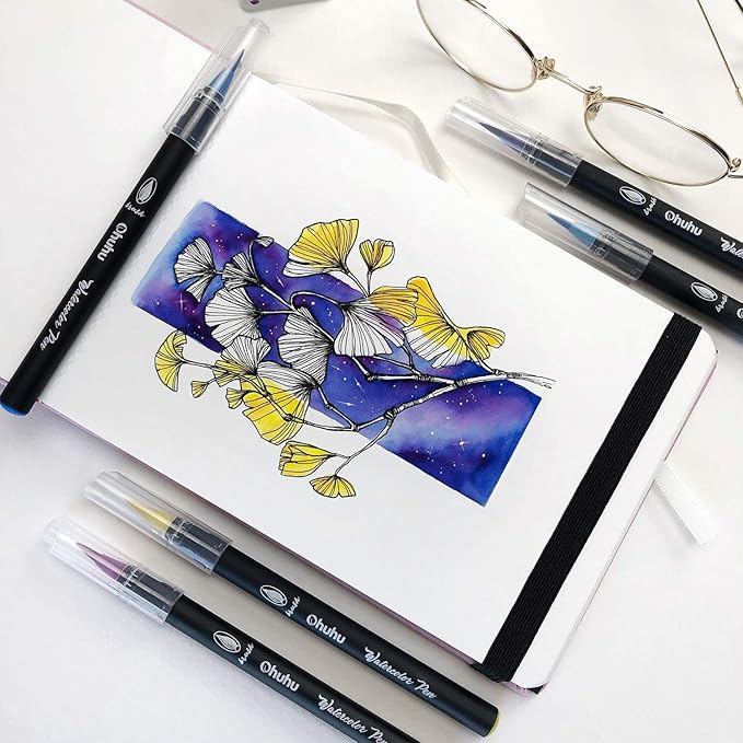 Professional Watercolor Brush Markers Pen 24 Colors of Ohuhu, Water Based - Image 5