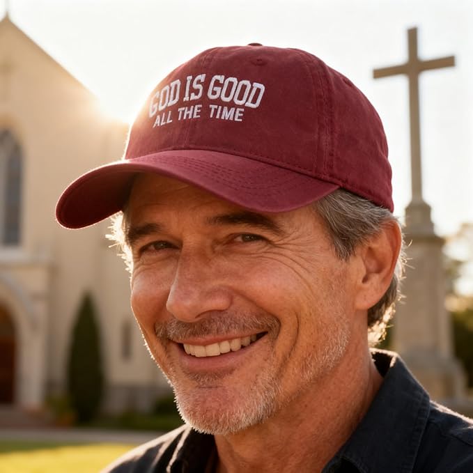Faith Christian Patriotic Embroidered Baseball Cap, Vintage Cotton Dad Hat for Men Women, Birthday
