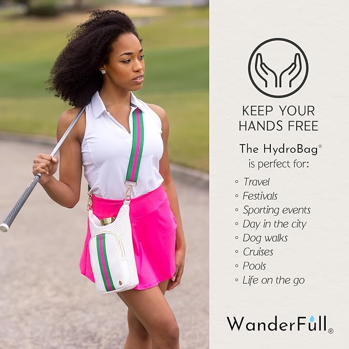 WanderFull® Original HydroBag® Collection, Water Bottle Holder, Gift for Women, Mom, Girlfriend, w/Strap & Phone Pocket, Hands-Free Crossbody Water Bottle Bag