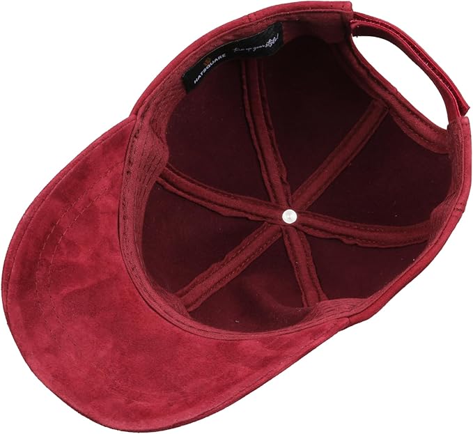 Suede Leather Baseball Cap – Unstructured 6 Panel Adjustable Strapback Hat for Men & Women