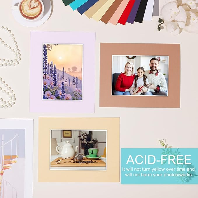 Prudiut 15 Pack 8x10 Picture Mats, Mixed Colors Frame Mattes - Image 4