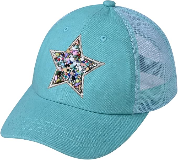 Funky Junque Trucker Hat for Women – Distressed Low Profile Western Camo Baseball Cap with Mesh, Trendy and Adjustable Fit