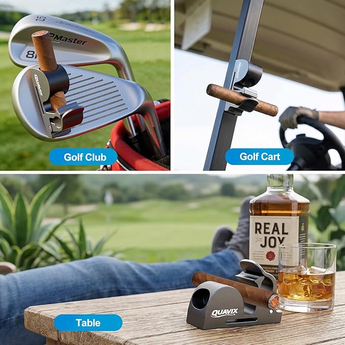 Magnetic Golf Cart Holder Clip with Adjustable Strap, Secure Golf Accessory for Cart, Aluminum Design Fits 30-70 Ring Gauge, Stable Holder for Golf Course Use