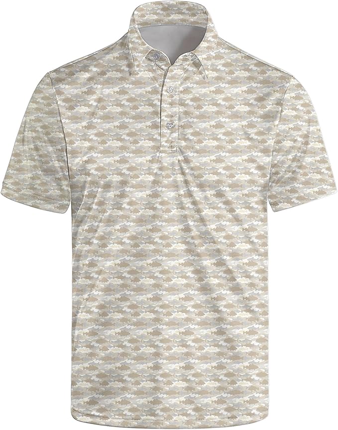 Golf Polo Shirts for Men Funny Print Short Sleeve Golf Shirts Performance Golf Polos