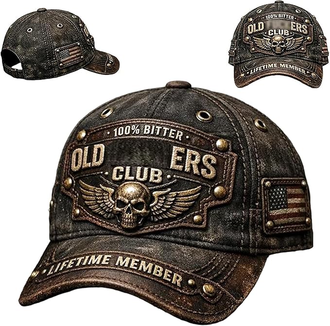 Old Club-Vintage Baseball Cap, Unisex Retro Old Club Hat Gift for Men & Women Black