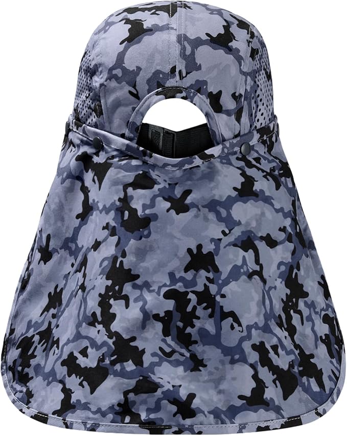 BASSDASH UPF 50+ Foldable Fishing Hat Baseball Cap with Removable Neck Flap Portable for Men Women Golf Hiking