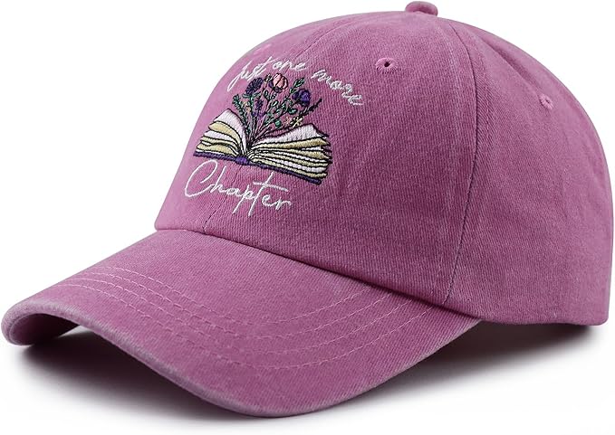 Just One More Chapter Hat for Men Women, Funny Adjustable Cotton Embroidered Book Lover Bookish Baseball Cap