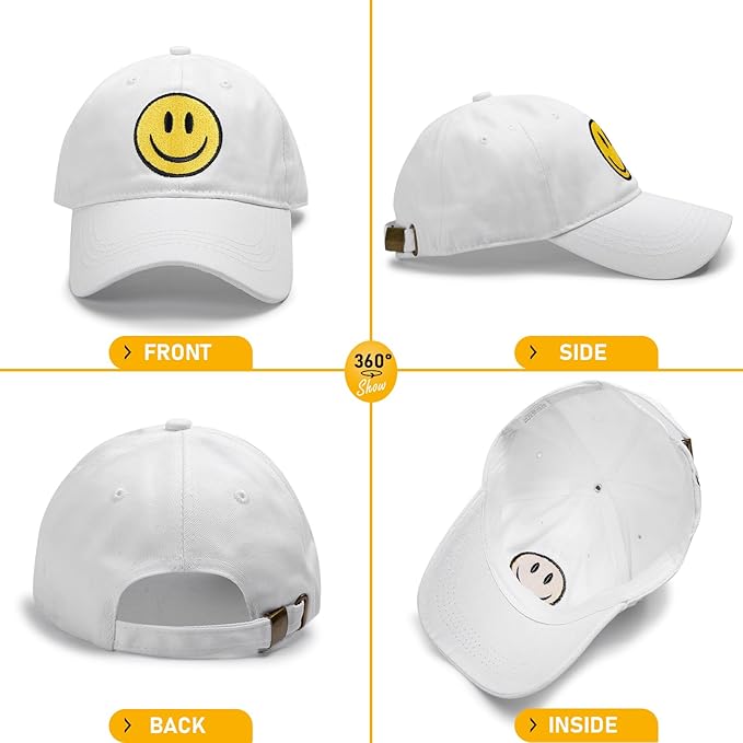 Smile Face Baseball Cap for Women Men Cute Baseball Caps Unstructured Cotton Dad Hat