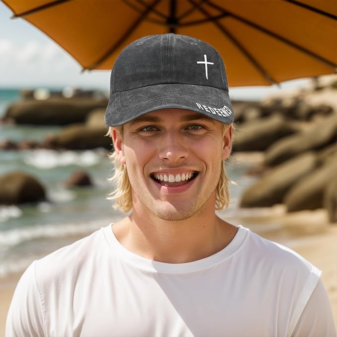 Cross Jesus Hat with Gifts Box, Embroidered Religious Baseball Cap, Christian Gifts for Men Women